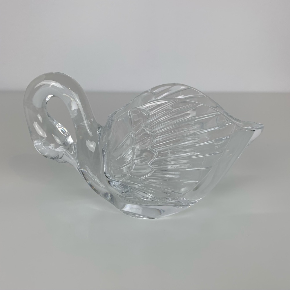 Crystal D’arques Swan Bowl Trinket Dish Gravy Boat Creamer France Vtg Regal